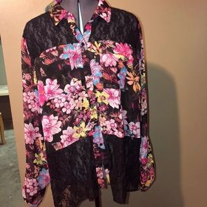 Lace and chiffon top